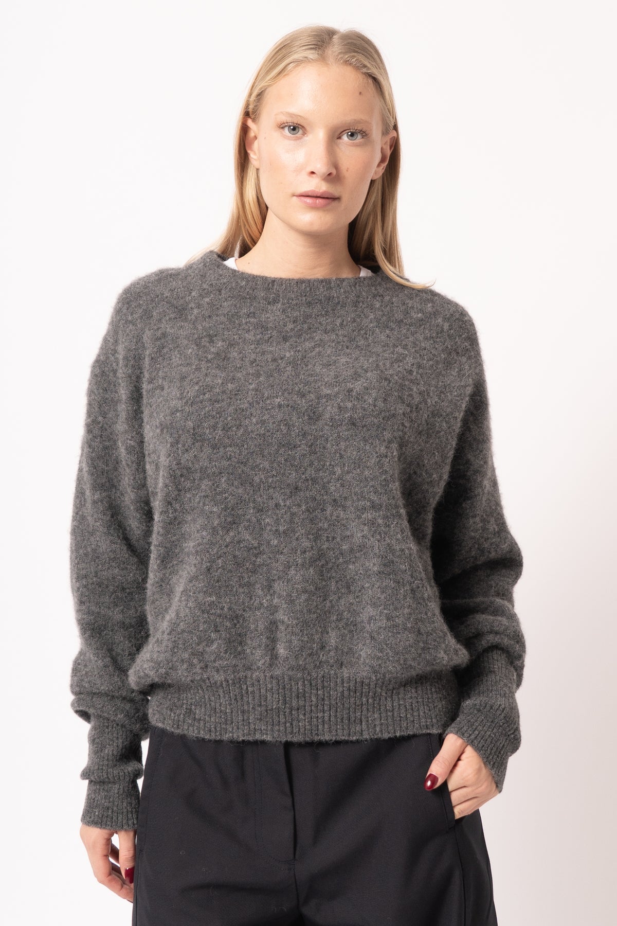 Pull Ample Ml Col Rond Acier Chiné