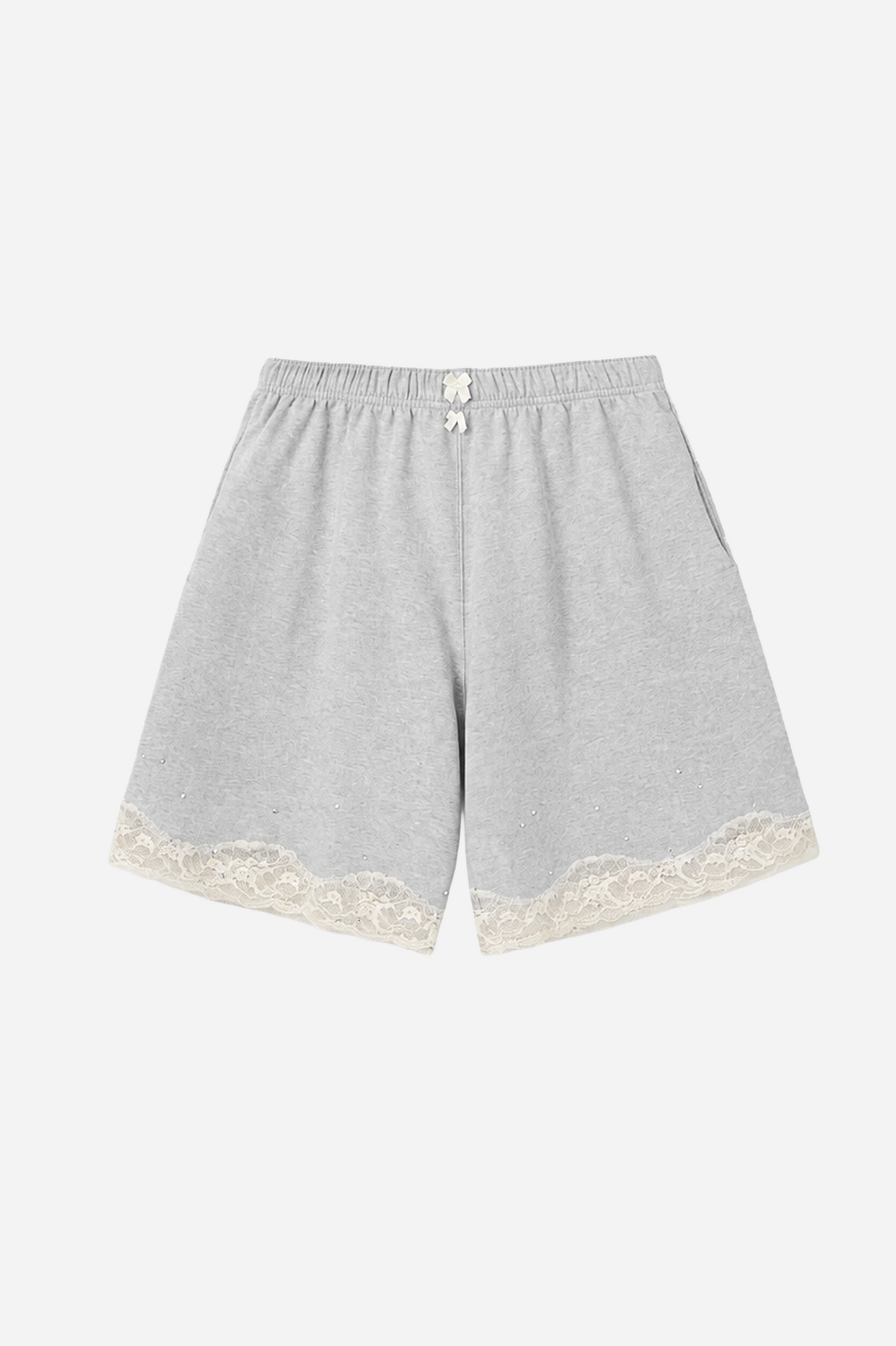 Lace Bermuda Sweatshorts Light Grey