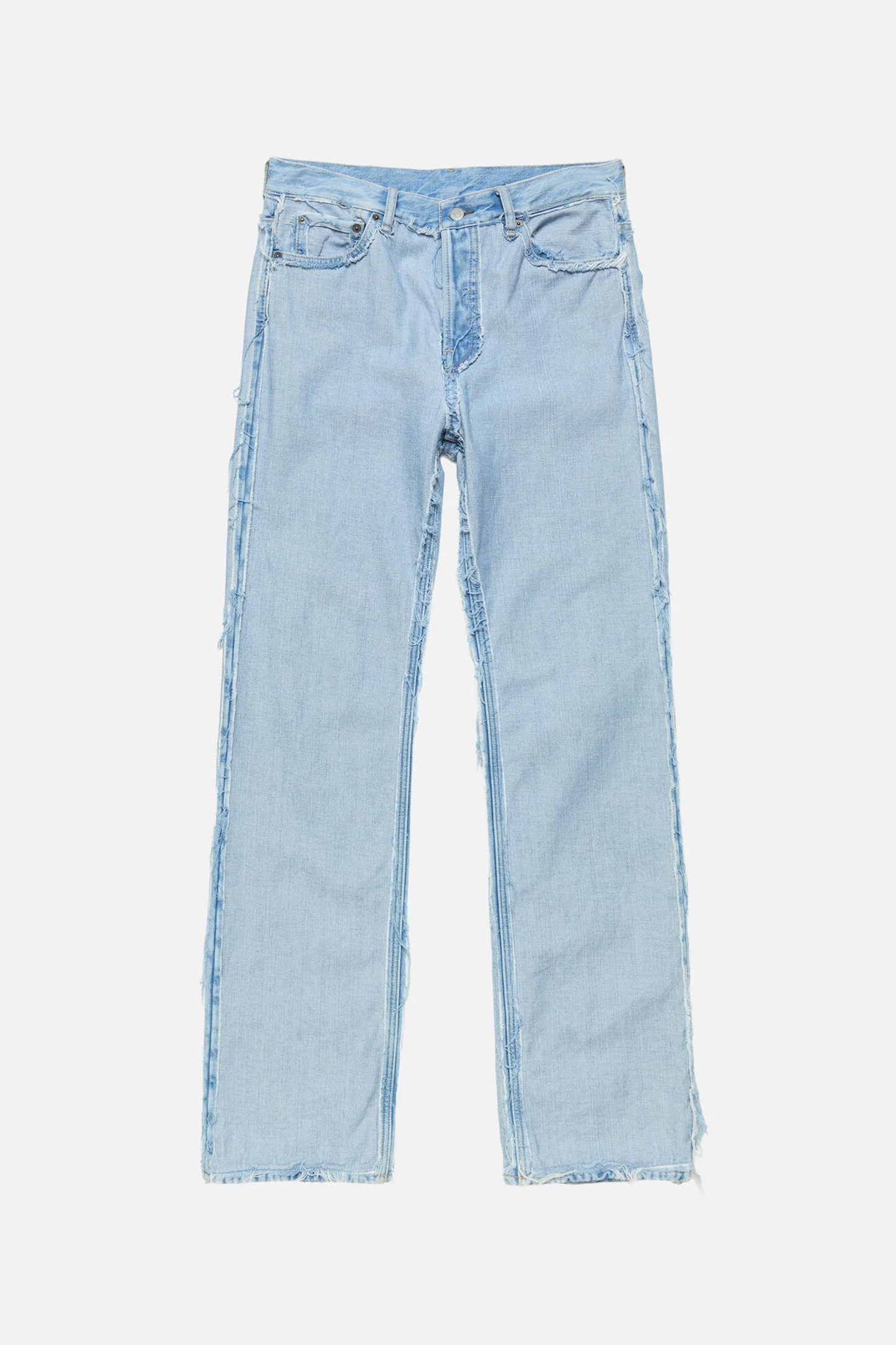 Frayed Light Blue Denim Jeans