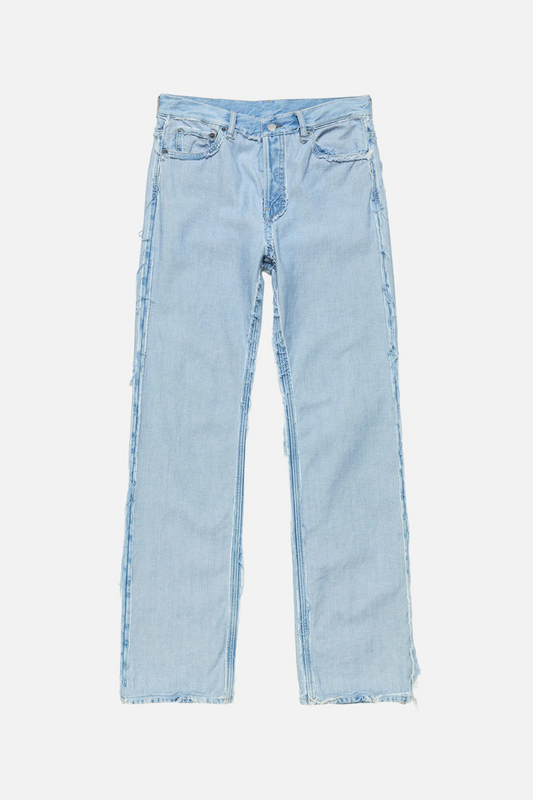 Frayed Light Blue Denim Jeans