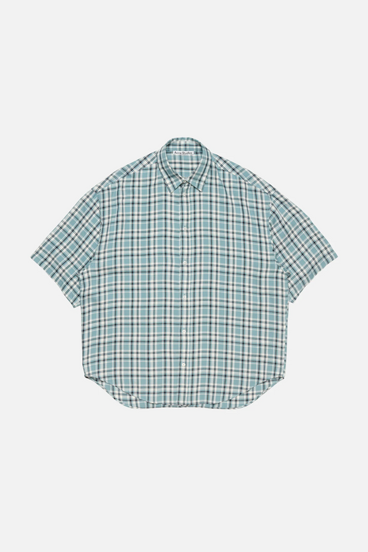 Checked Flannel Shirt Turquoise Blue White