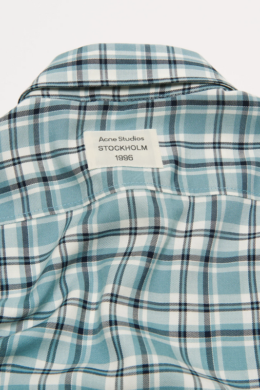 Checked Flannel Shirt Turquoise Blue White