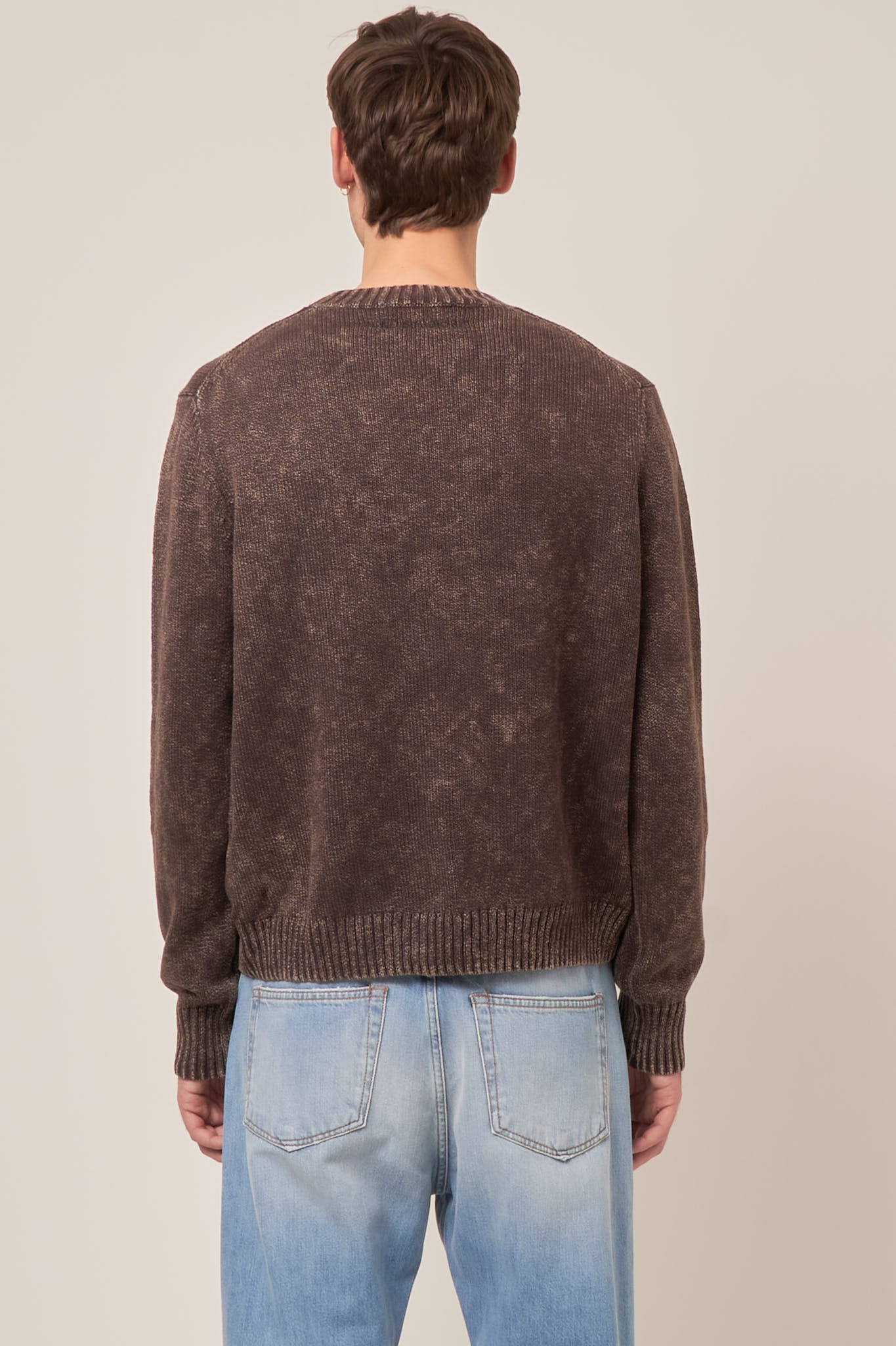 Crew Neck Cotton Jumper Coffee Brown