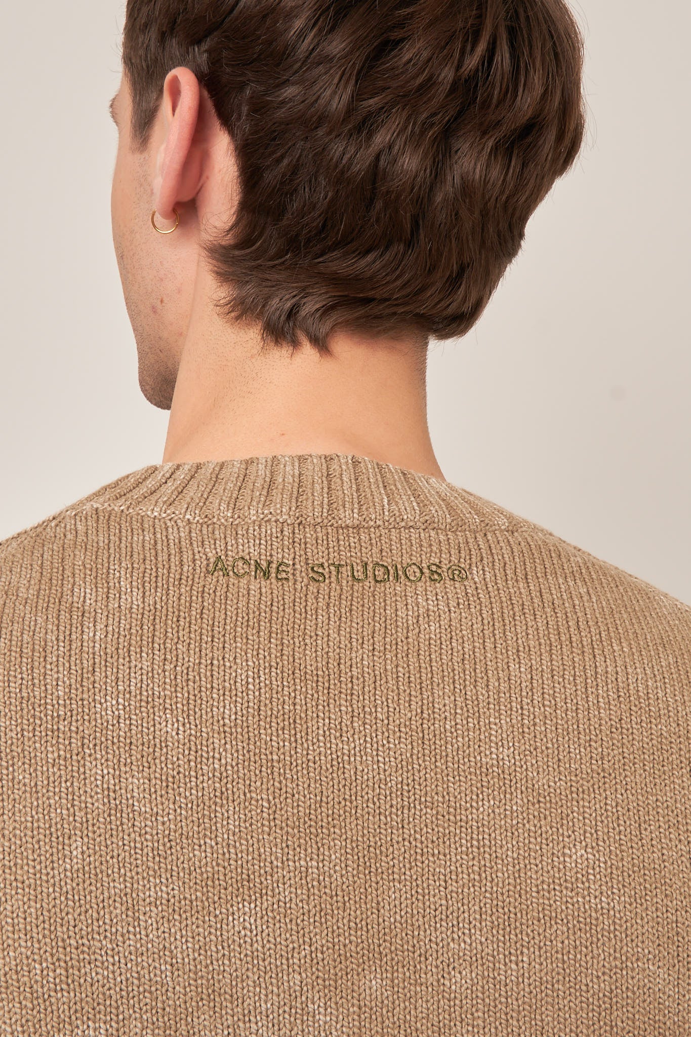 Crew Neck Cotton Jumper Olive Green