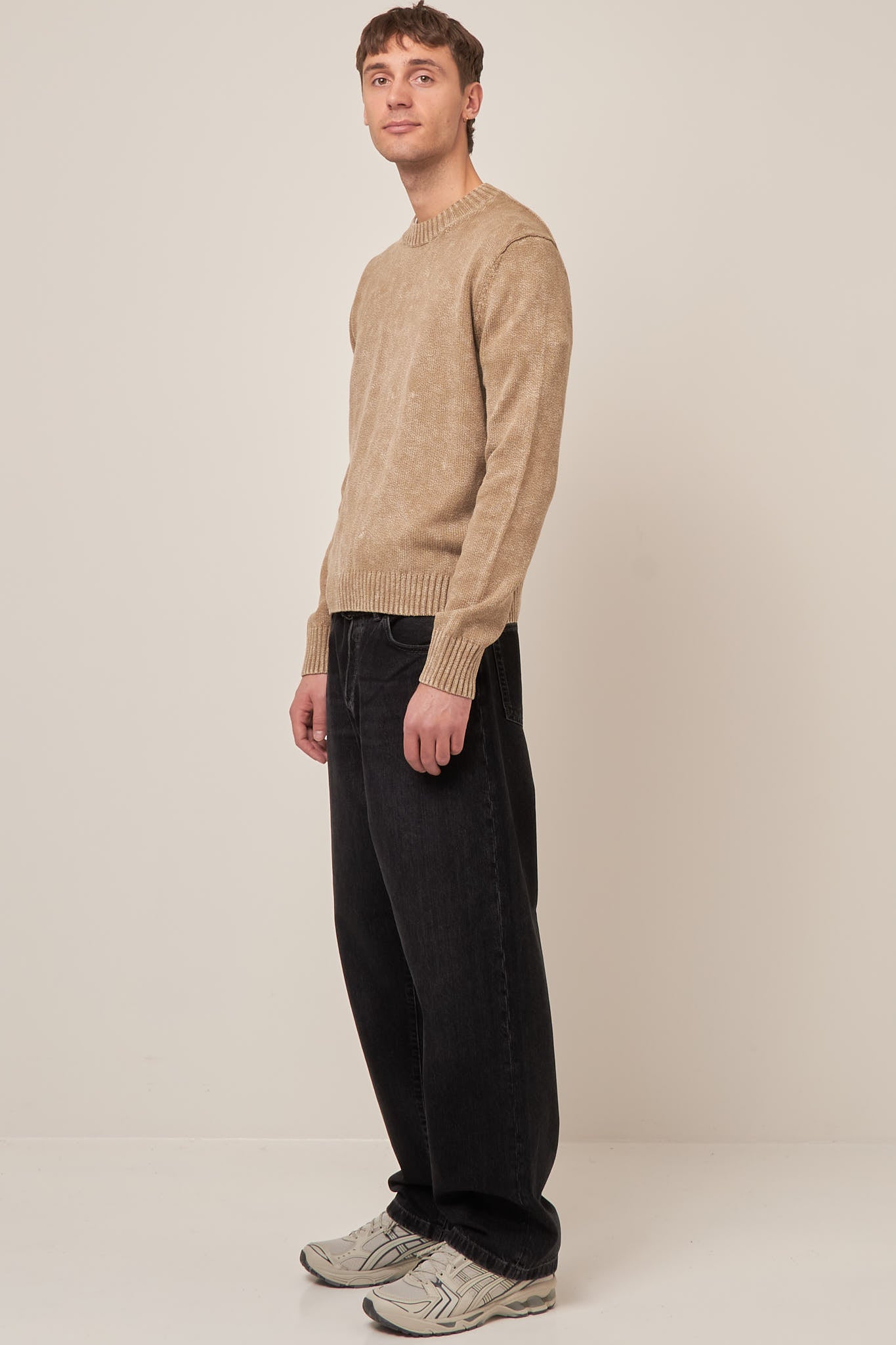 Crew Neck Cotton Jumper Olive Green