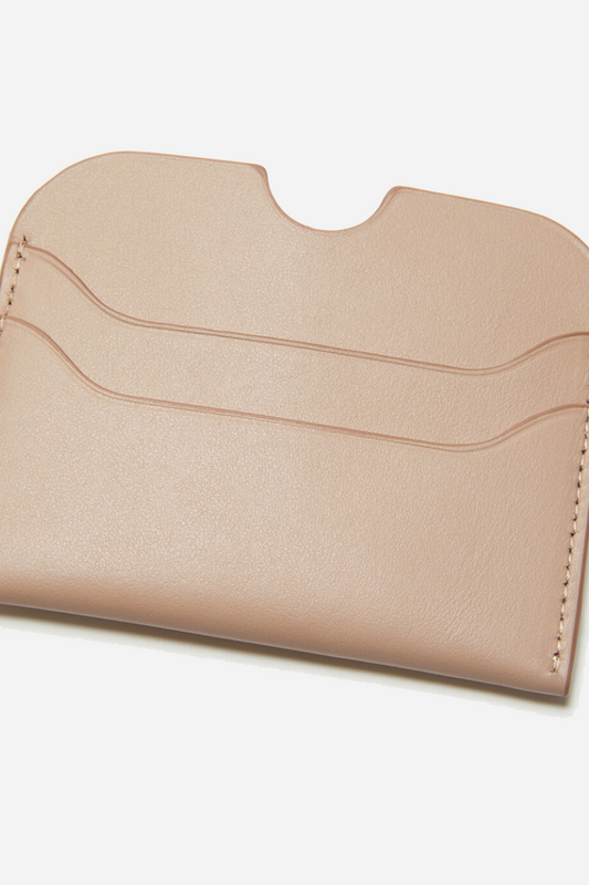 Leather Card Holder Taupe beige