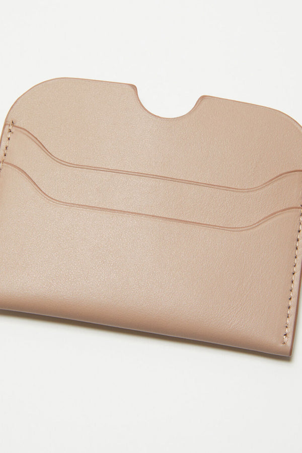Leather Card Holder Taupe beige
