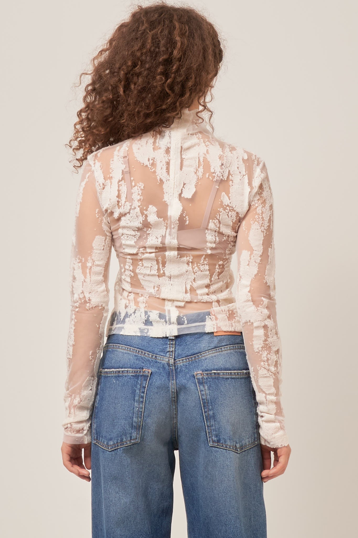 Long Sleeve Lace Top Off White