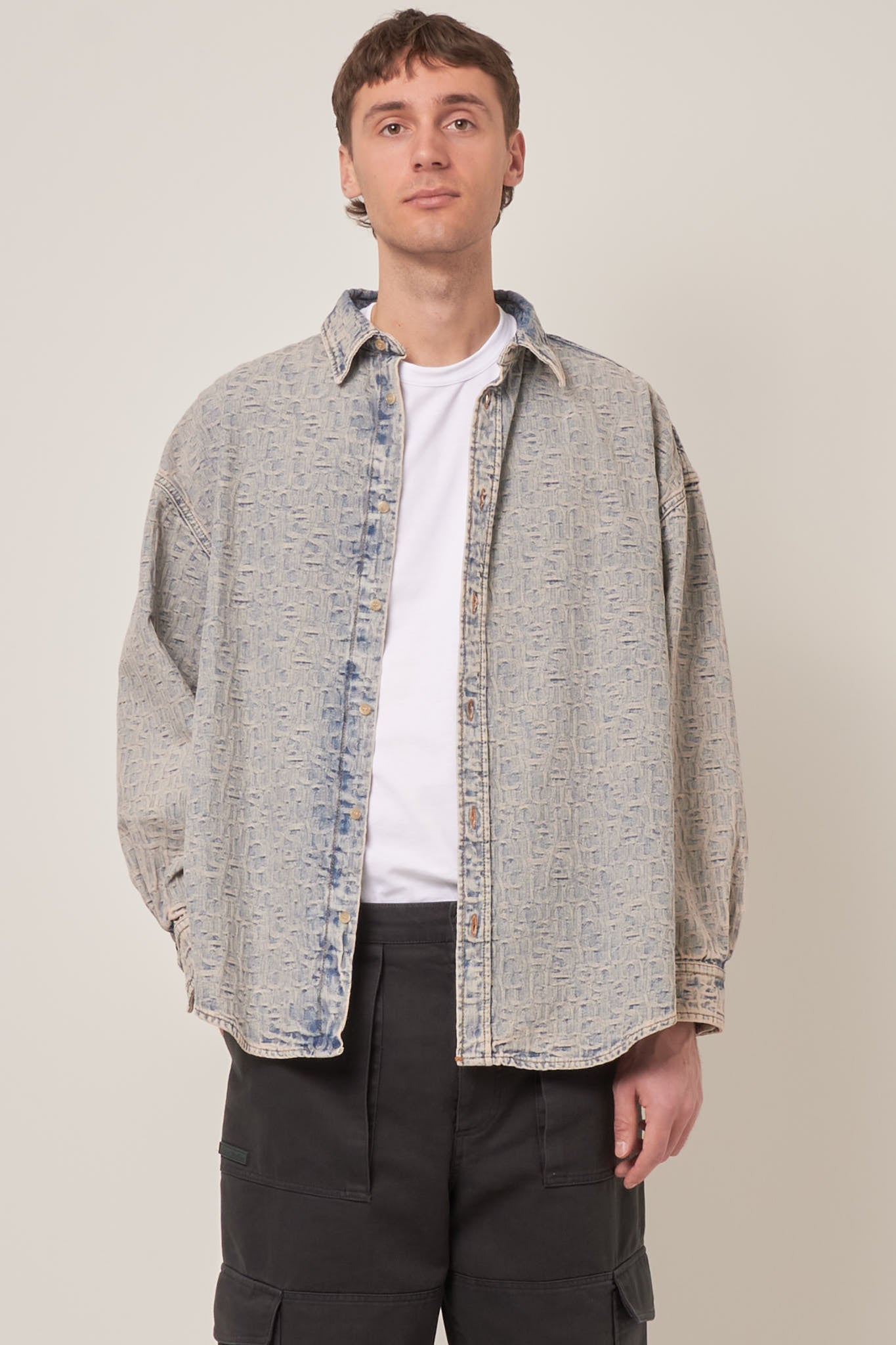 Monogram Denim Shirt Blue/Beige