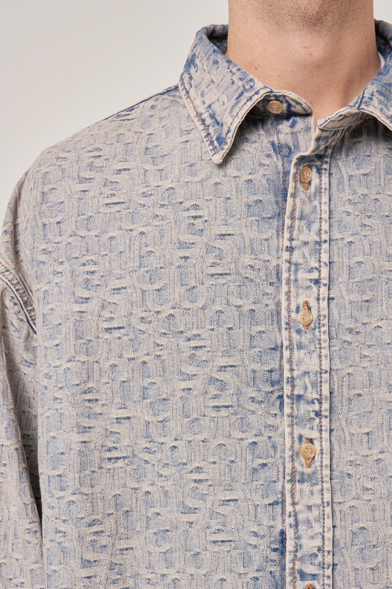 Monogram Denim Shirt Blue/Beige