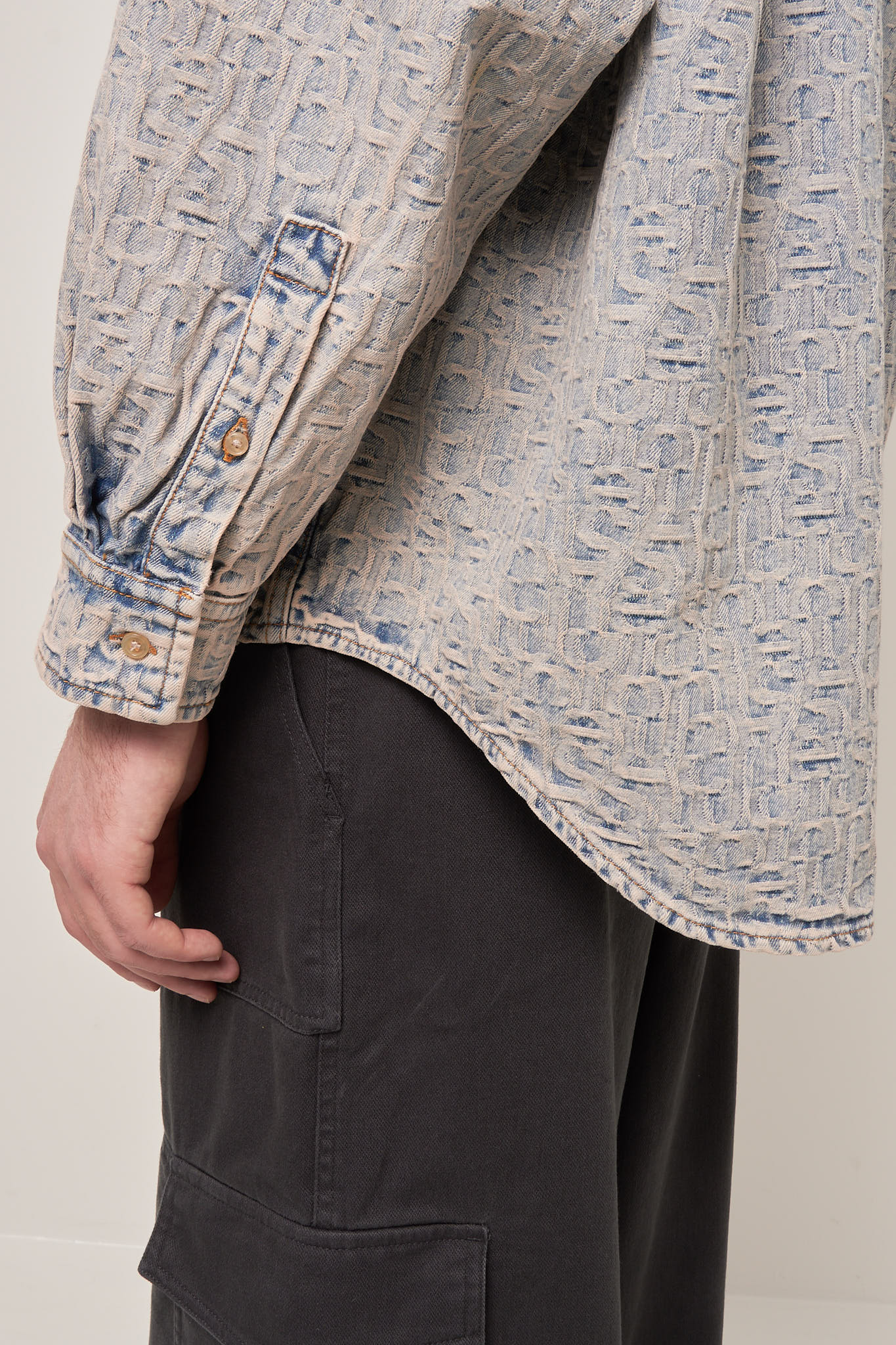 Monogram Denim Shirt Blue/Beige