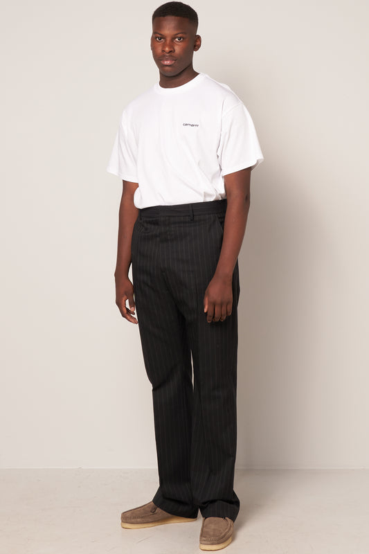 Pinstripe Suit Trousers Black/Grey