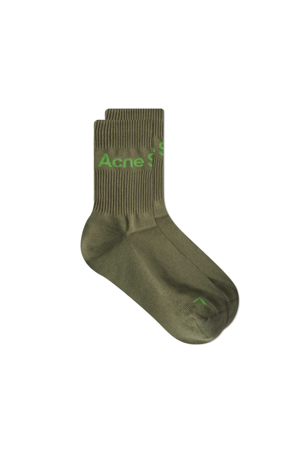 Ribbed Logo Socks Khaki/Green