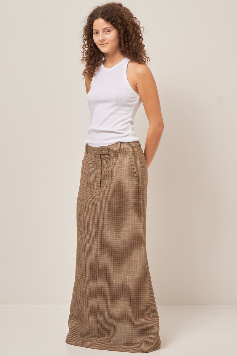 Tailored Skirt Multi Brown