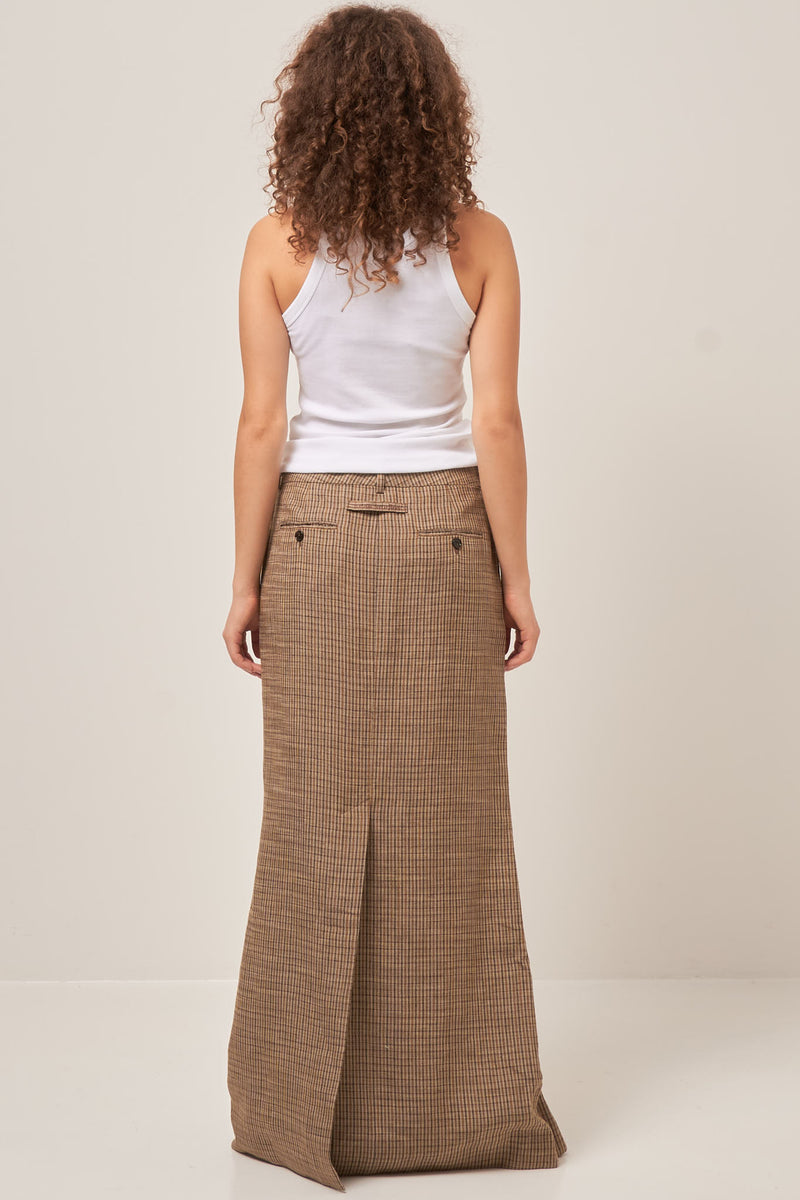 Tailored Skirt Multi Brown