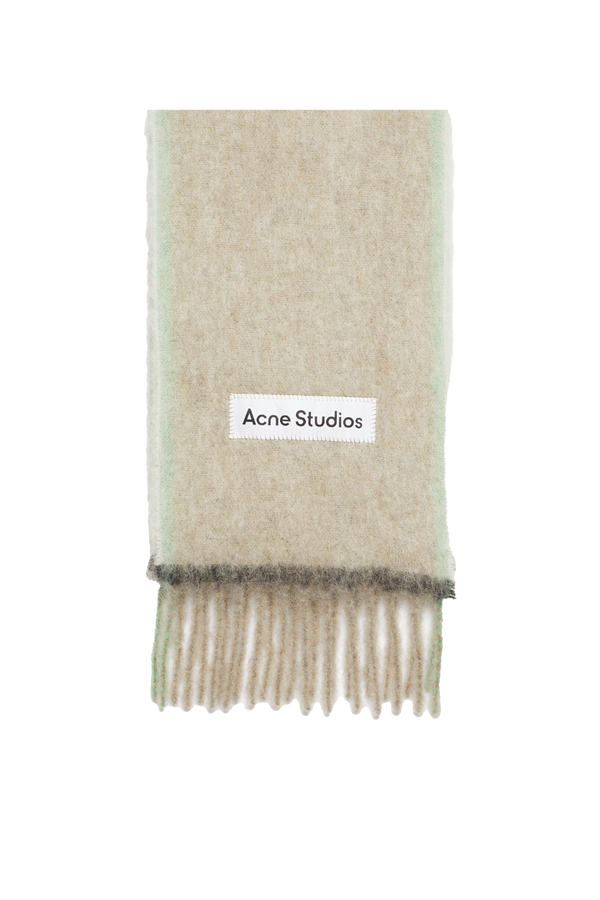 Wool Mohair Scarf Narrow Beige/Grey
