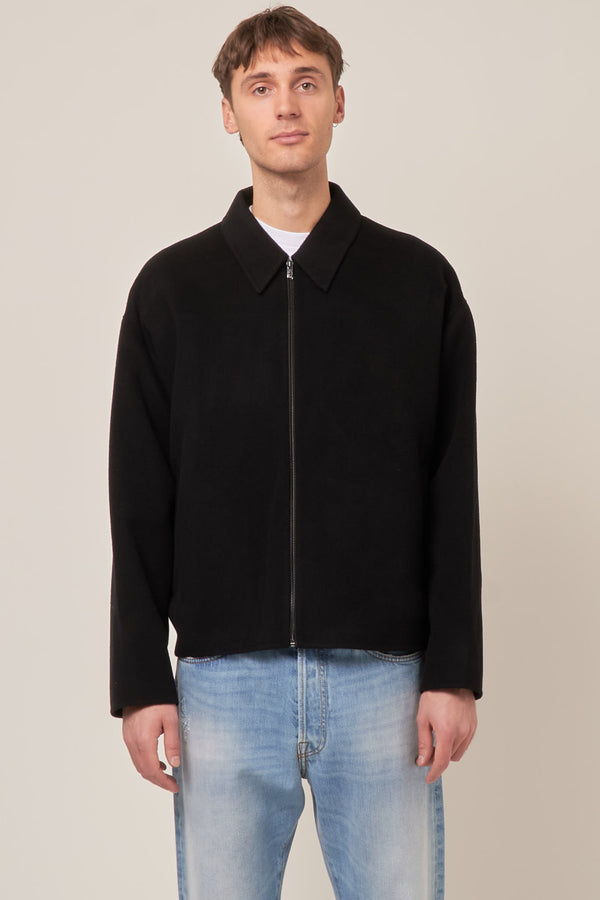 Wool Zipper Jacket Black
