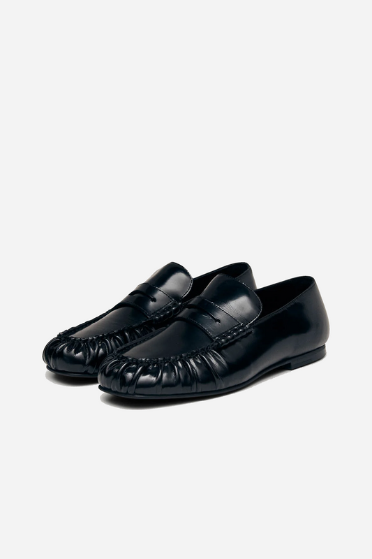 Aven Black Leather Loafers