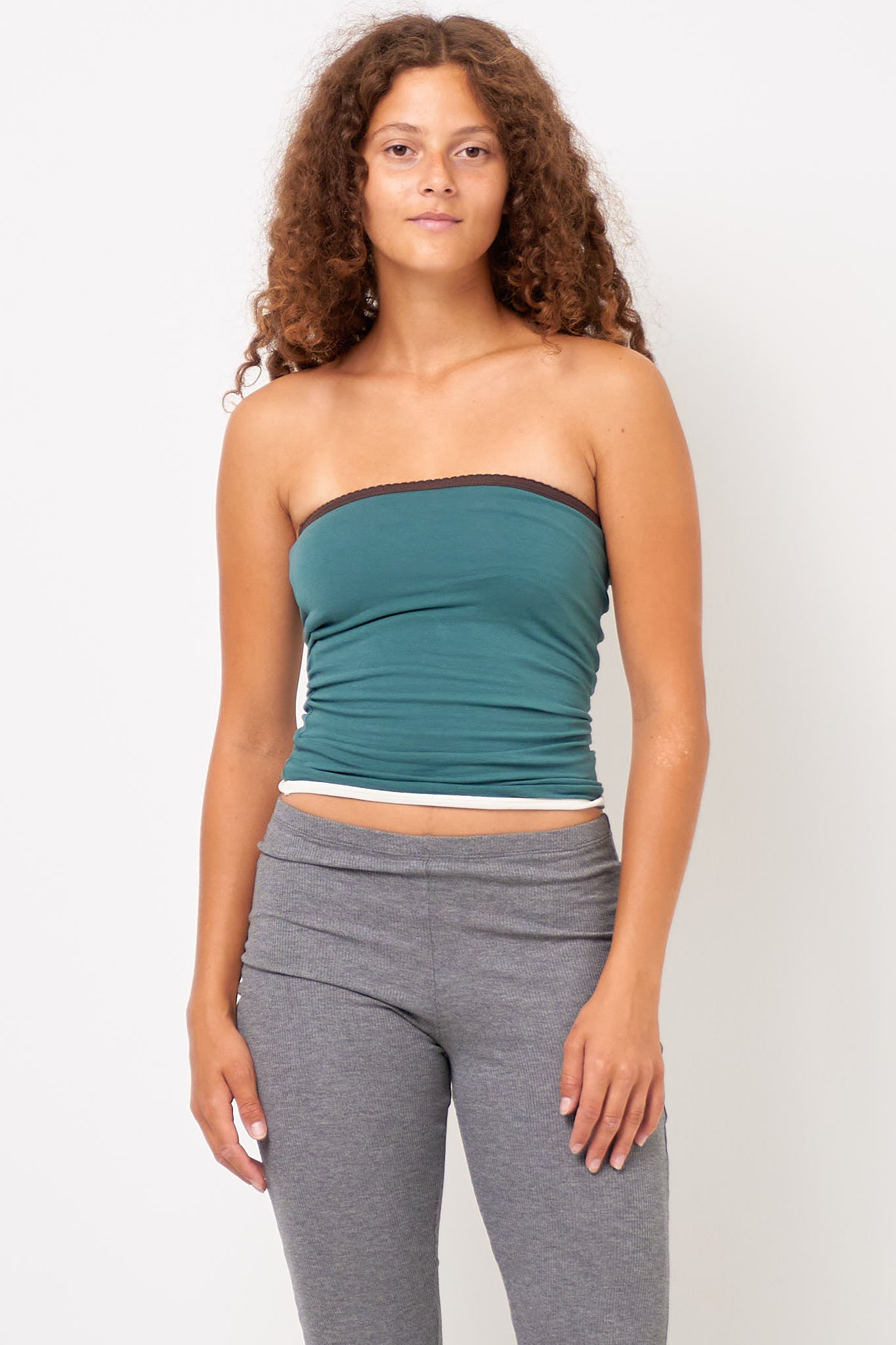 Bandeau Top Brown/Emerald/Ivory