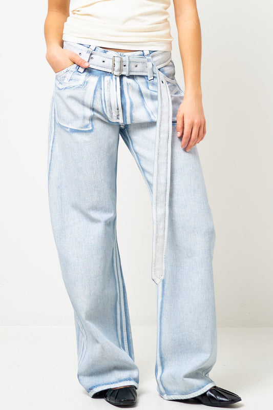Belted Jeans Blue/White