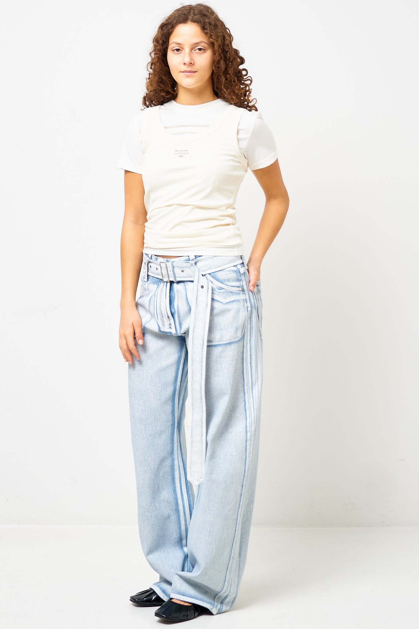 Belted Jeans Blue/White