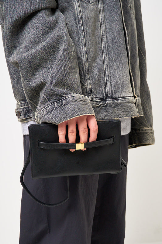 Belted Leather Crossbody Black