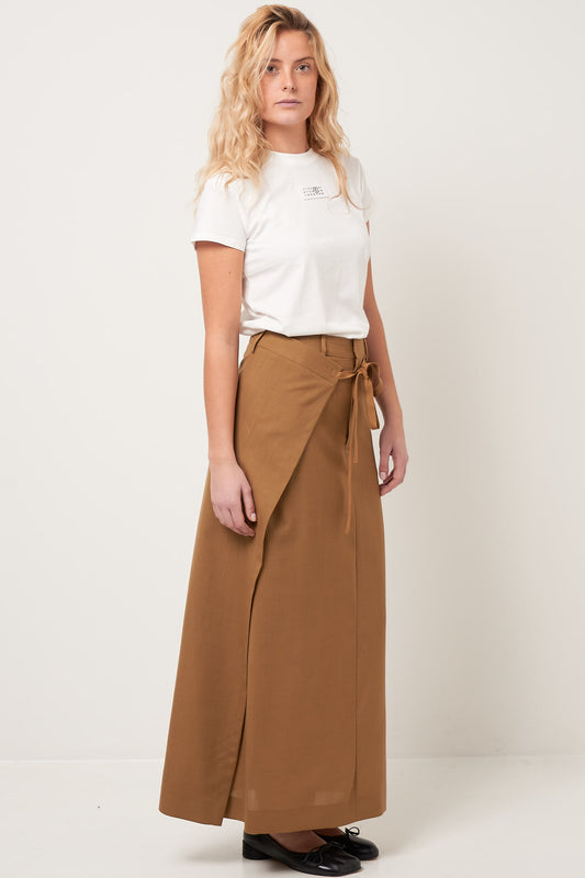 Bow Long Skirt Cognac