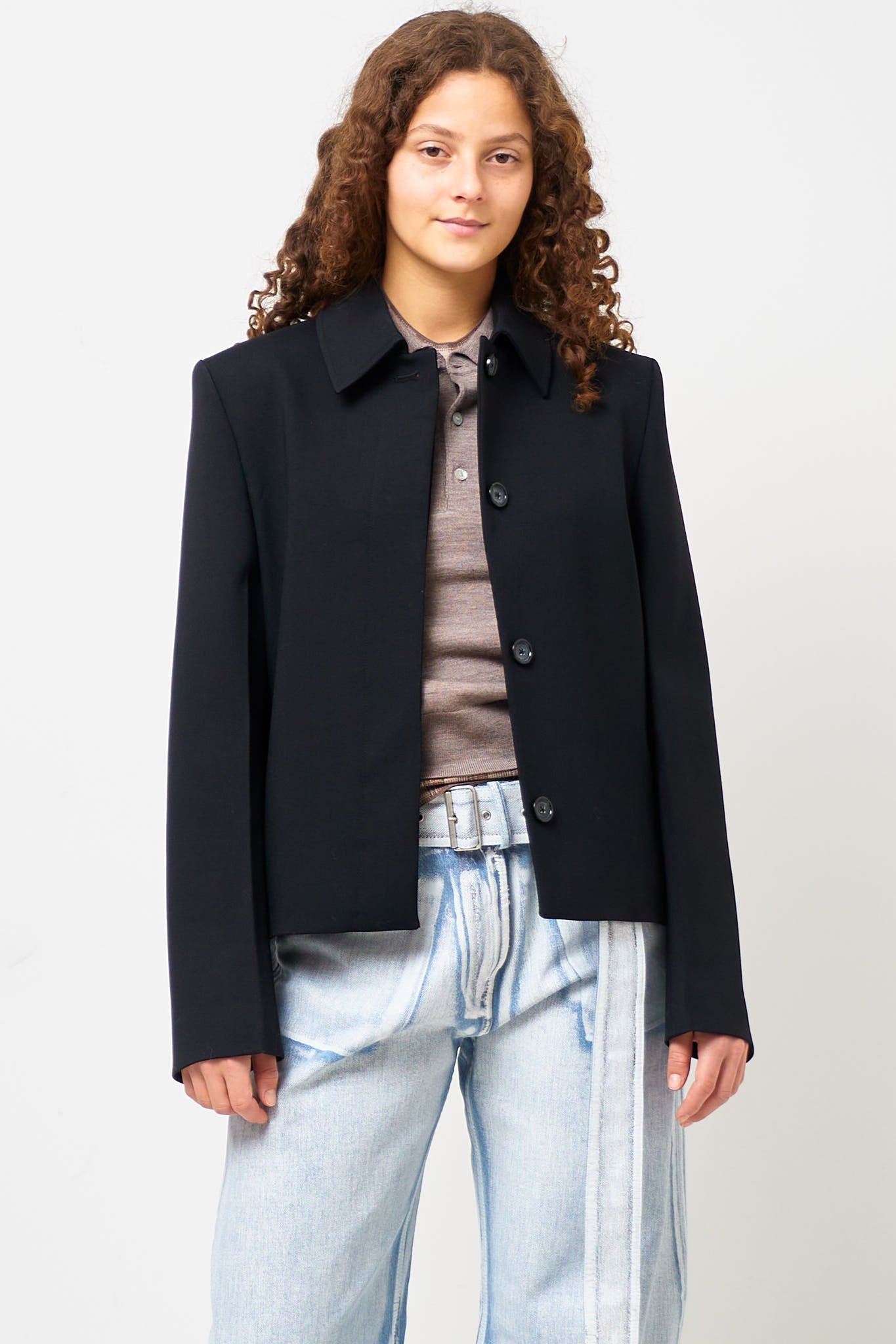 Boxy Twill Jacket Black