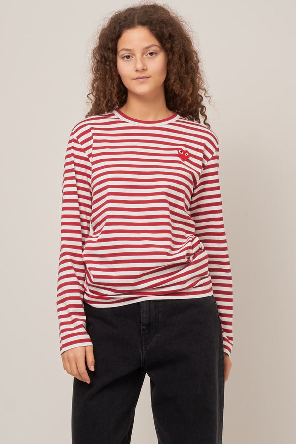 Striped LS T-shirt Red