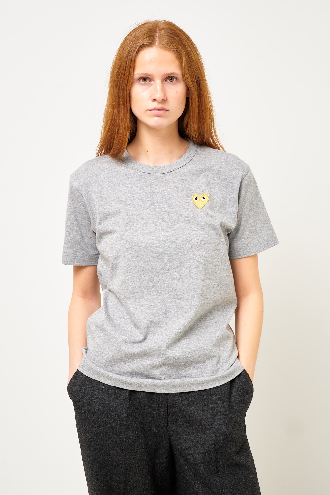 Comme des Garçons Play Gold Heart T-shirt Grey – STRØM