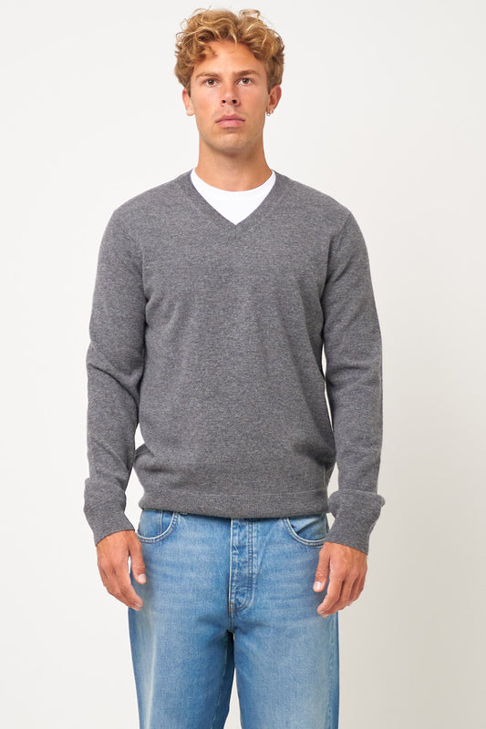 CDG V-Neck Pullover Top Grey