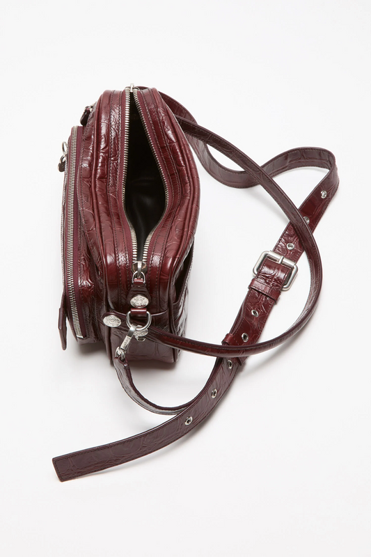 Camero Party Shoulder Bag Croco Burgundy