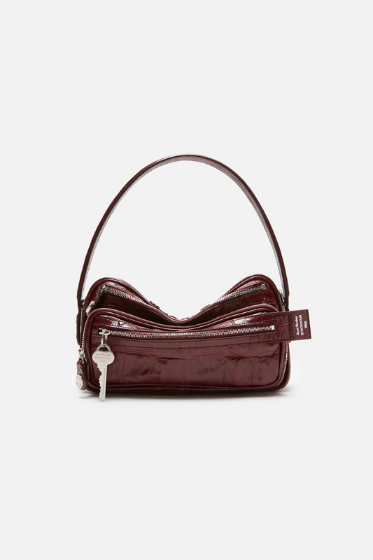 Camero Party Shoulder Bag Croco Burgundy