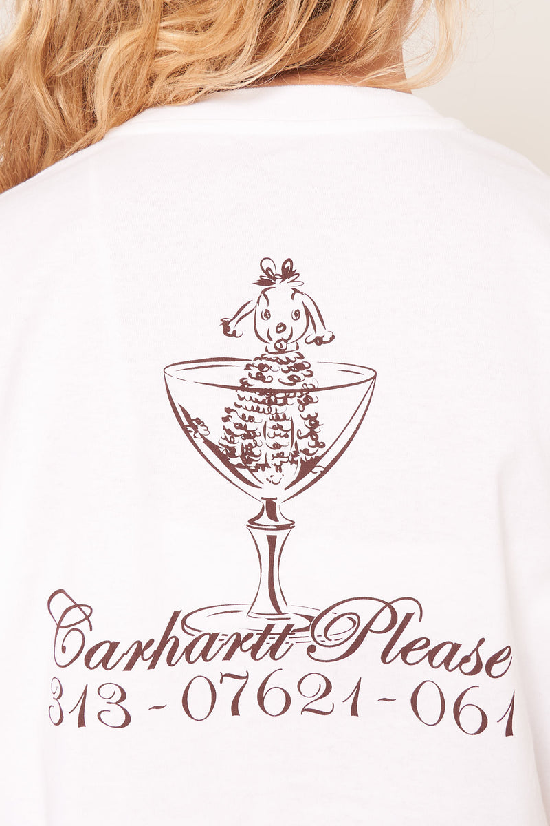 W' S/S Carhartt Please T-Shirt White/Bordeaux