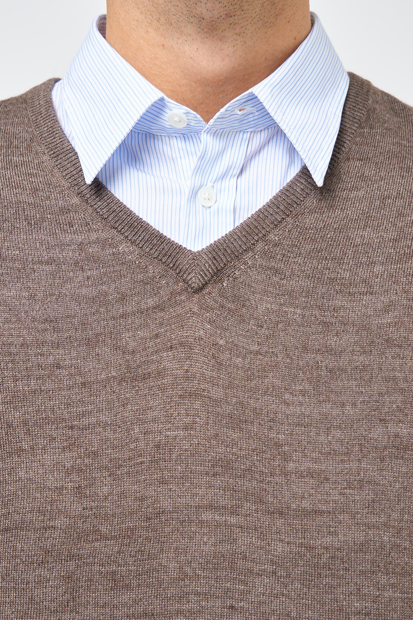 Carlo Merino V-Neck Knit Brown Melange