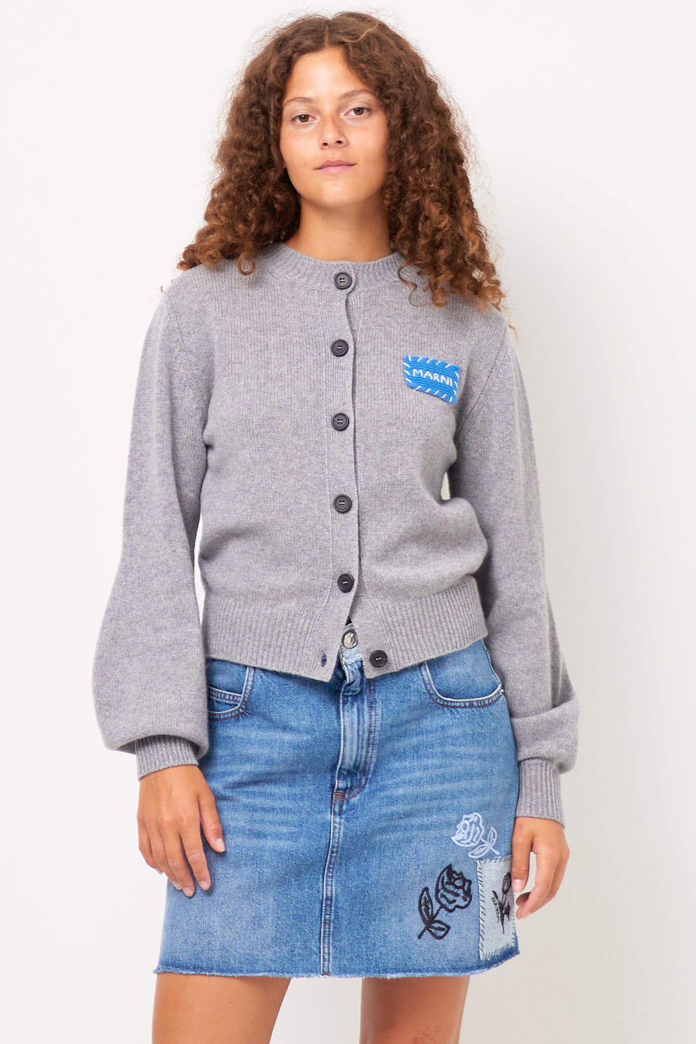 Cashmere Logo Patch Gray Melange