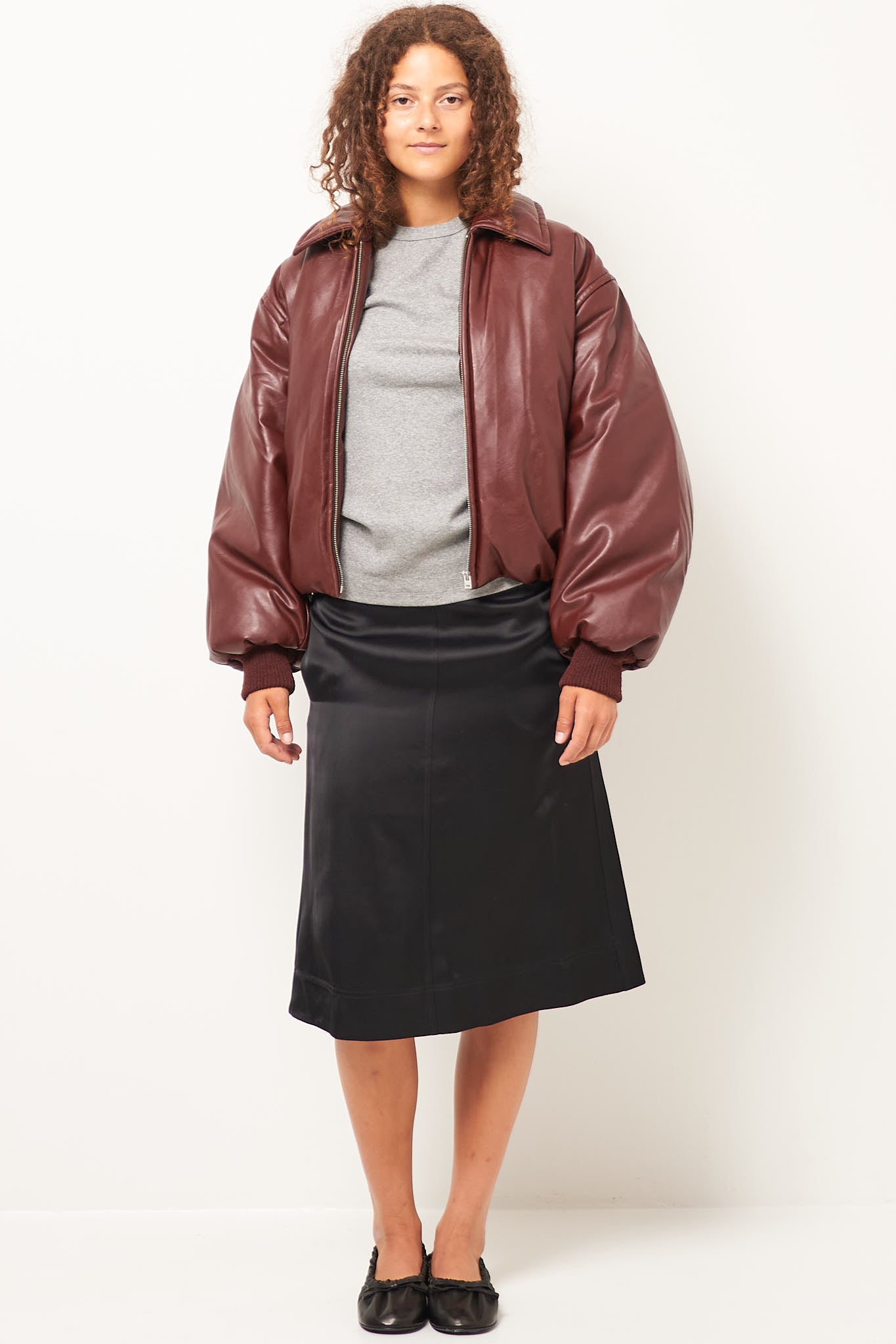 Coated Bomber Jacket Dark Burgundy