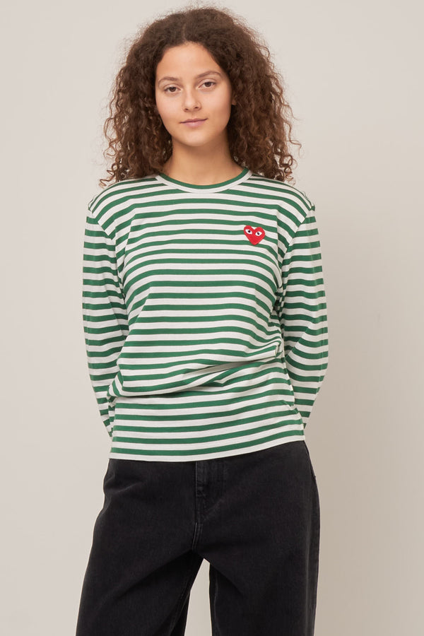 Striped LS T-shirt Green