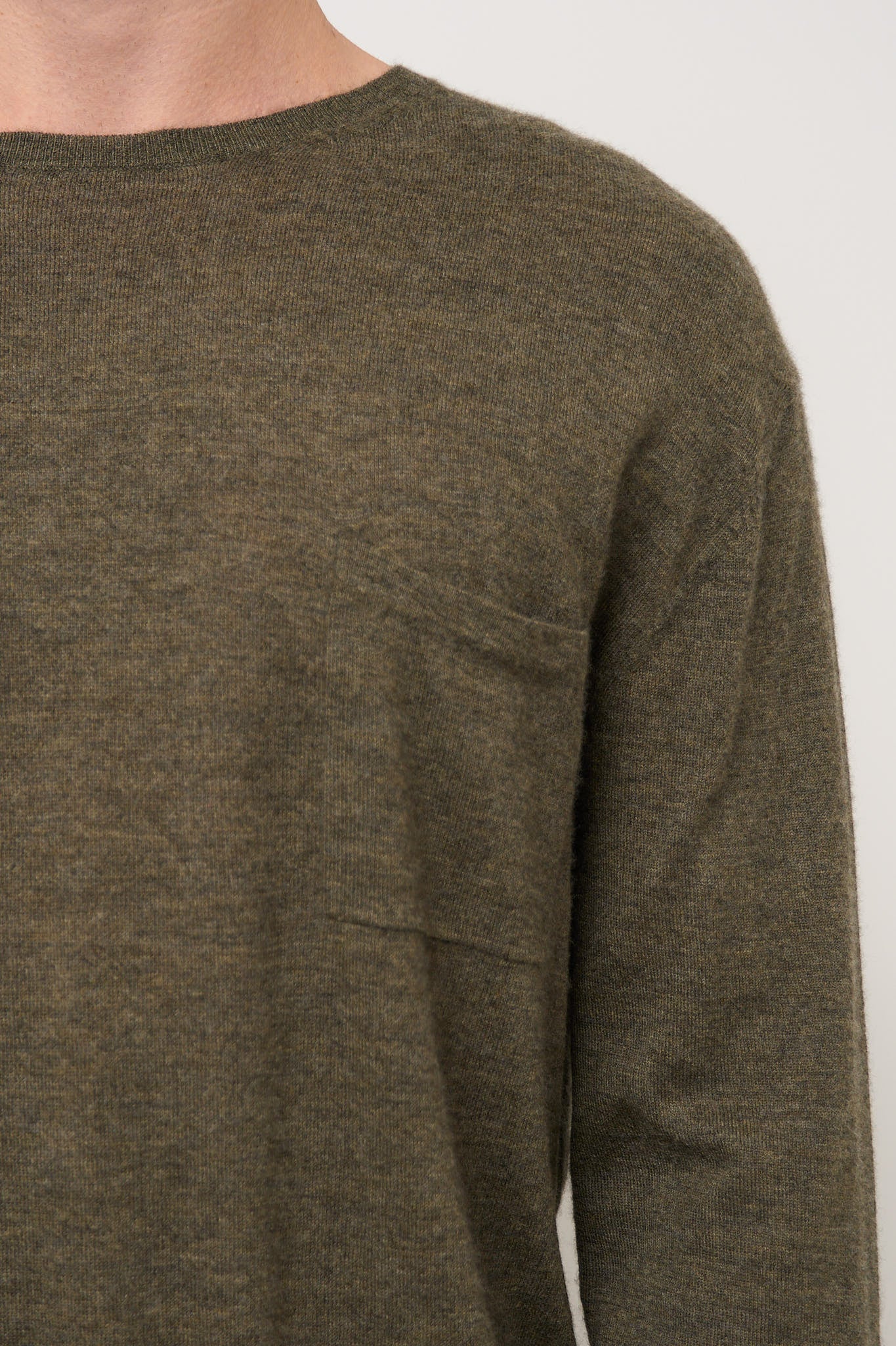 Crew Neck Jumper Cashmere Khaki Green