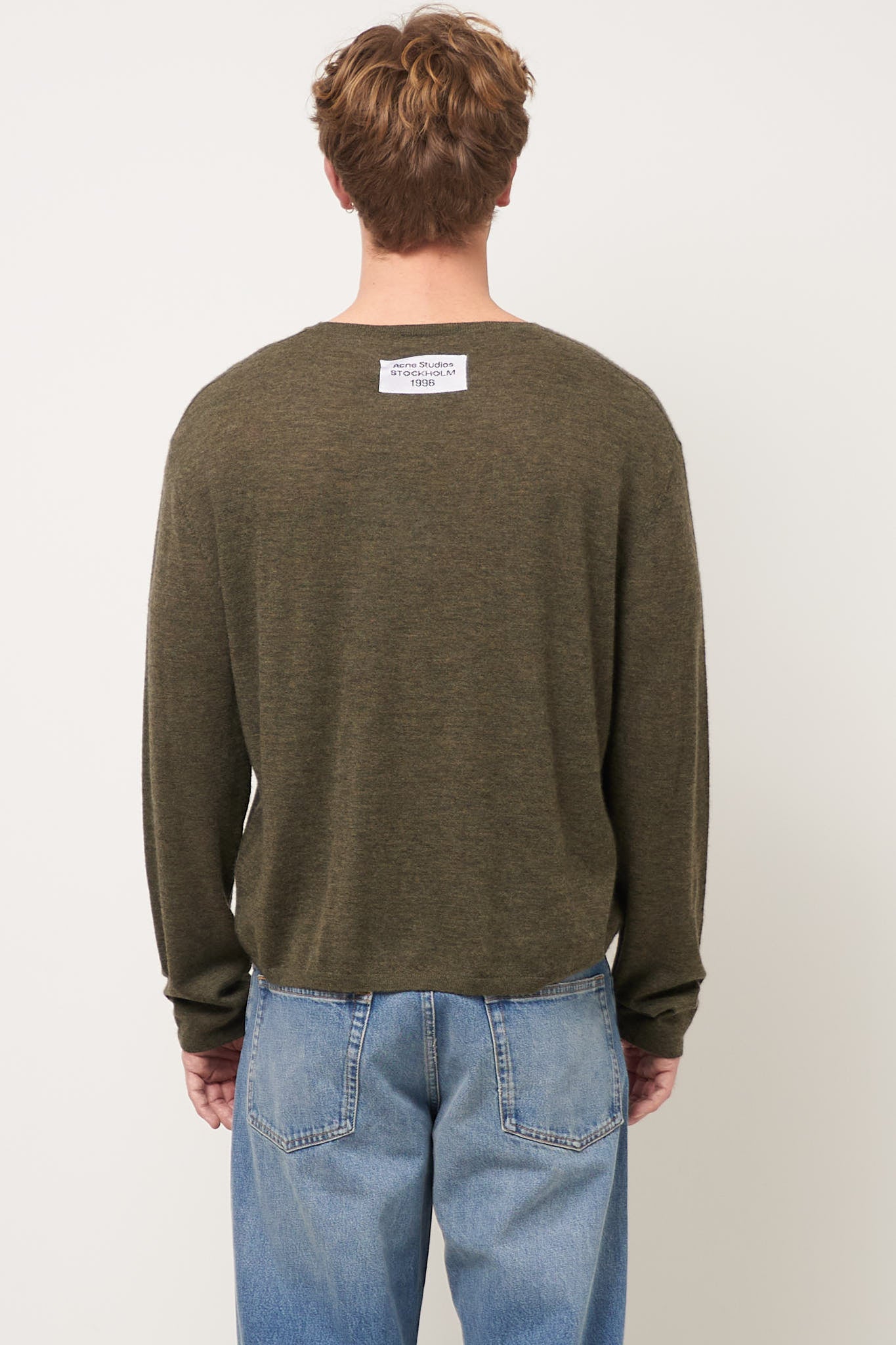 Crew Neck Jumper Cashmere Khaki Green