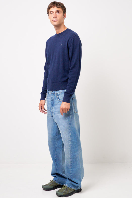 Crewneck Wool Jumper Navy Melange