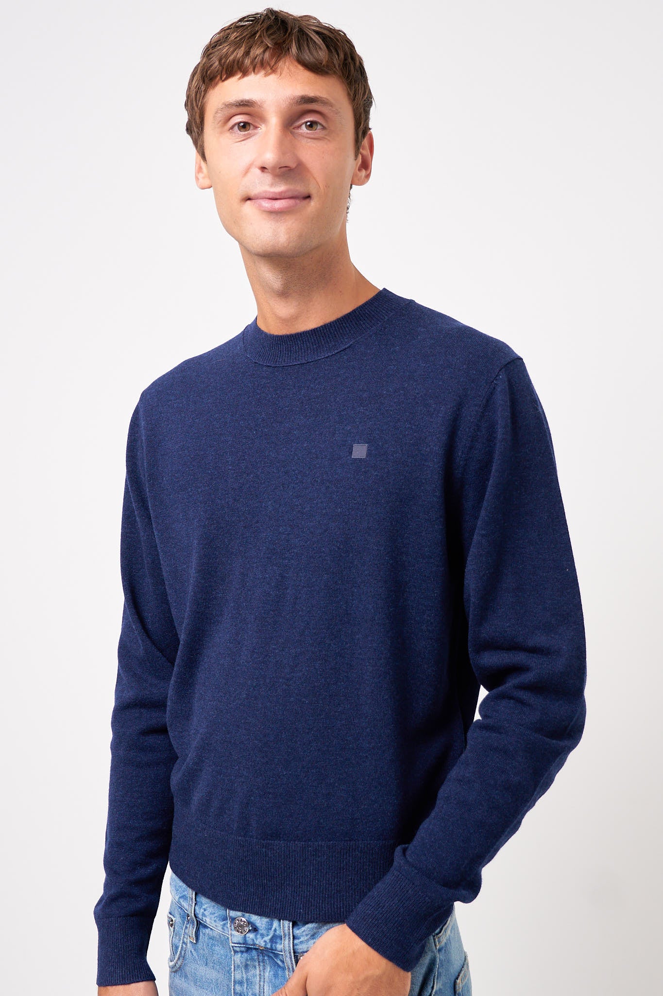 Crewneck Wool Jumper Navy Melange