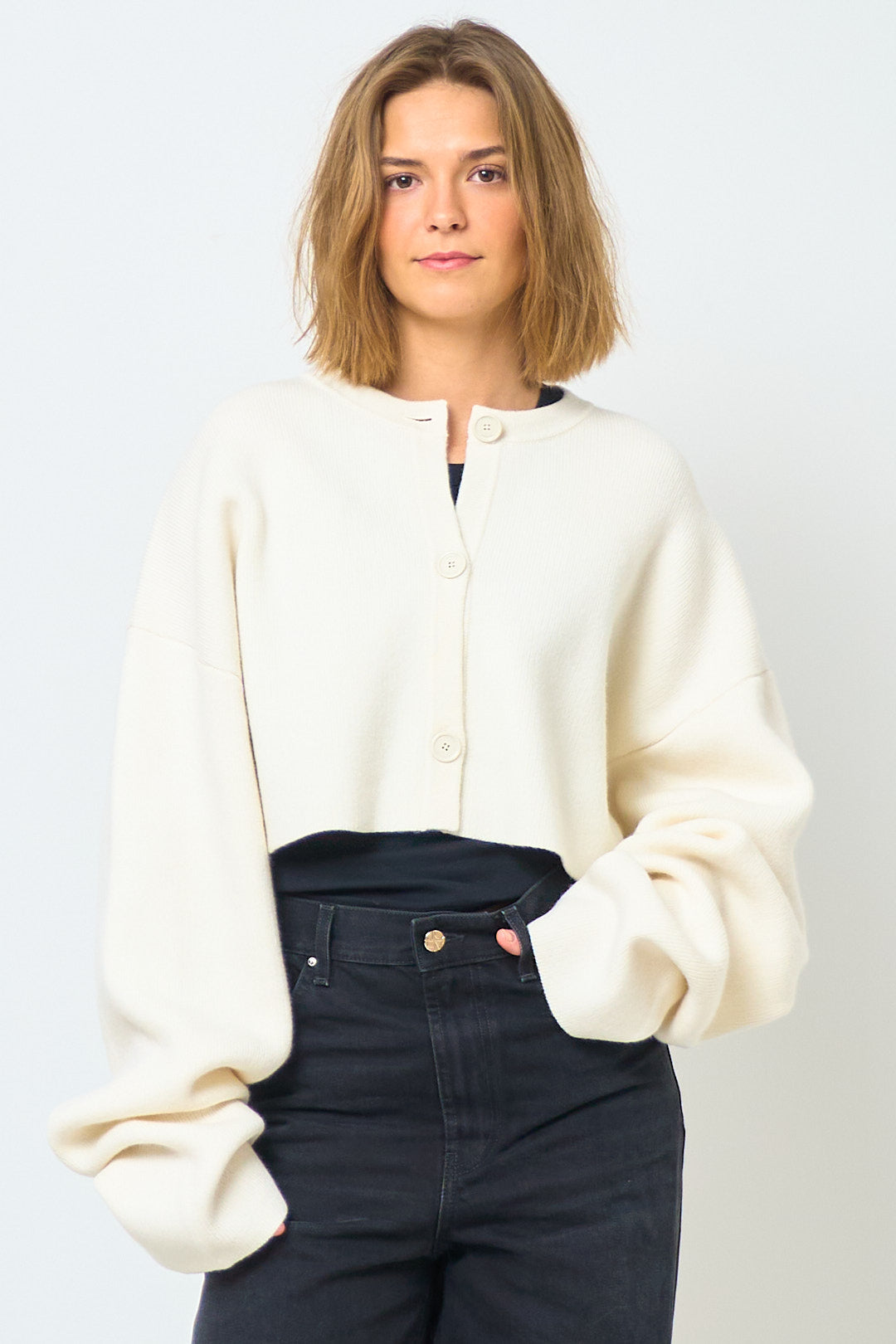 Cropped Oversized Cardigan Milk