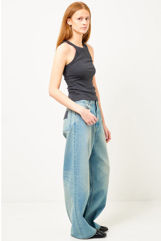 Curved Rib Tank Charcoal Melange