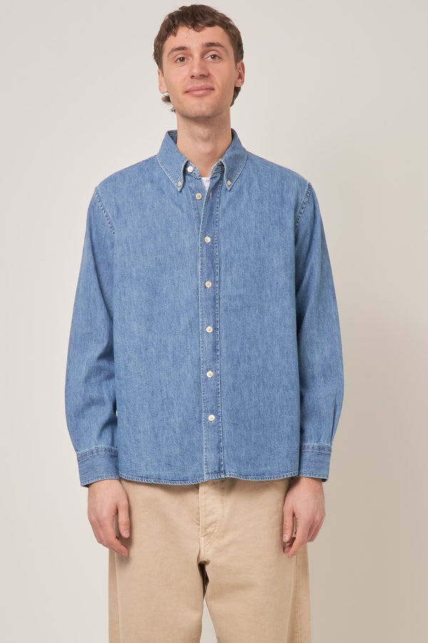 Denim Button Down Shirt Mid Blue