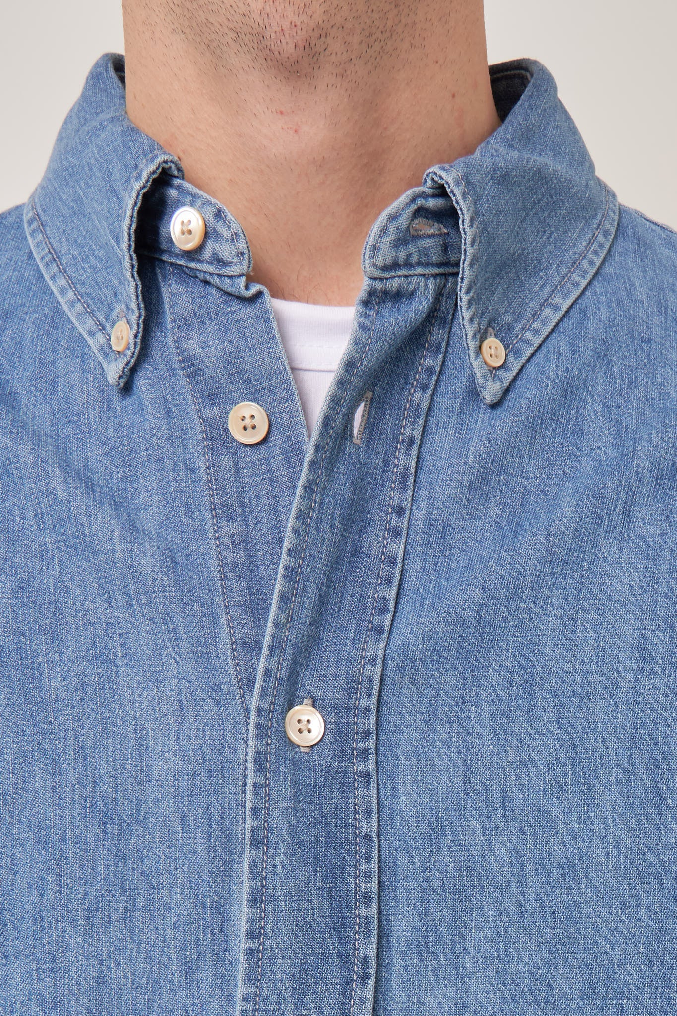 Denim Button Down Shirt Mid Blue