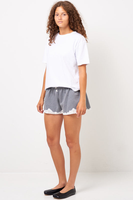 Lace Sweat Shorts Dark Grey Melange
