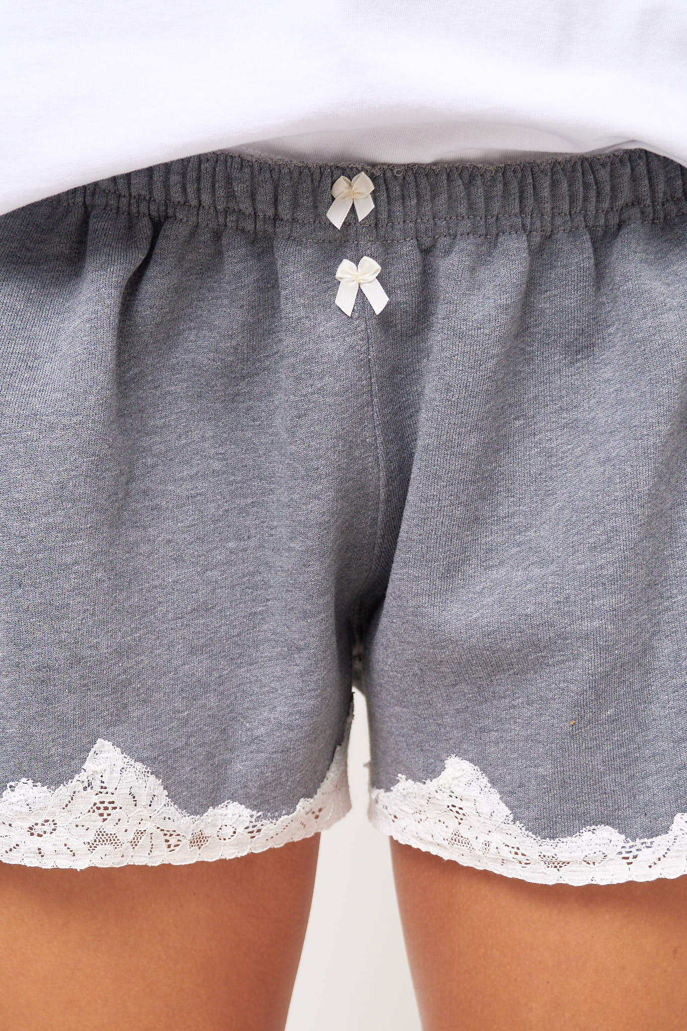 Lace Sweat Shorts Dark Gray Melange