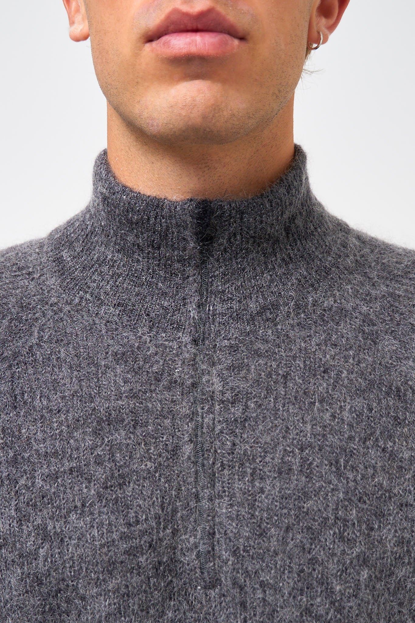 Essence Half-Zip Mohair Knit Dark Grey