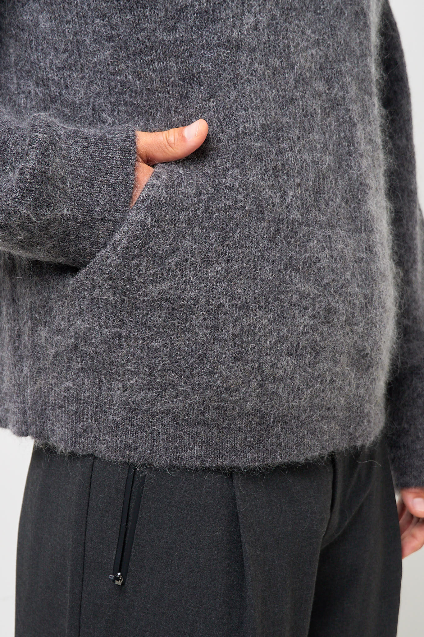 Essence Half-Zip Mohair Knit Dark Grey
